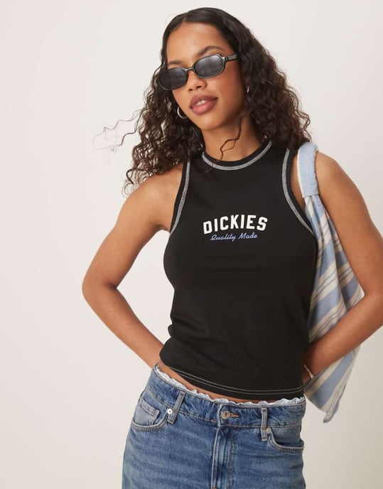 Dickies racer central logo långlinje väst i svart - Image 1