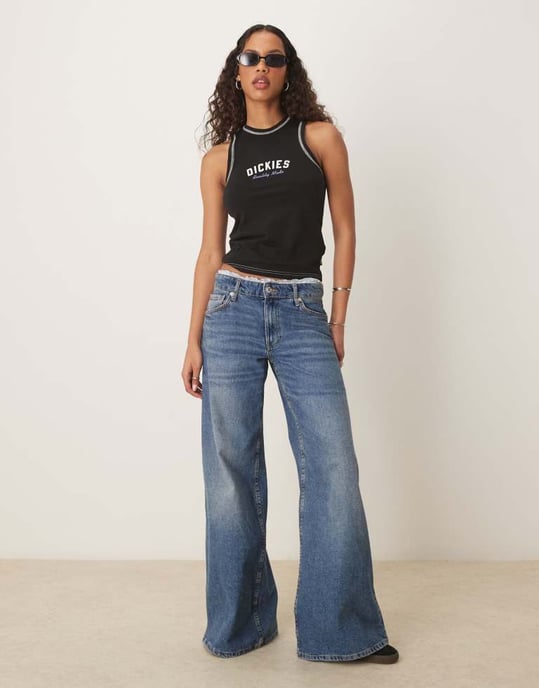 Dickies racer central logo långlinje väst i svart - Image 2