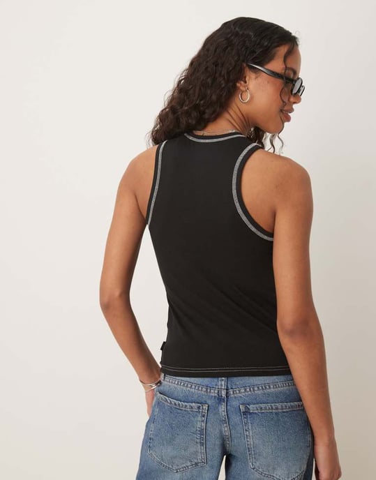 Dickies racer central logo långlinje väst i svart - Image 4