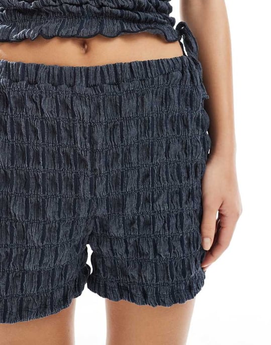 ASOS DESIGN syra tvättad textur kort i blå - Image 3