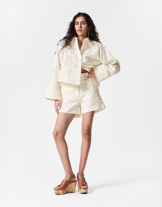 & Other Stories koord spets-jacquardshorts i off white - Image 1