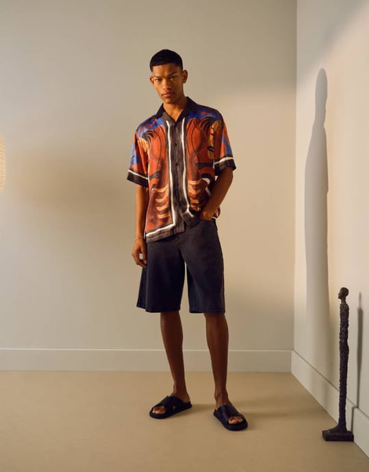 Topman tvättade twill-sjorts i grått - Image 1