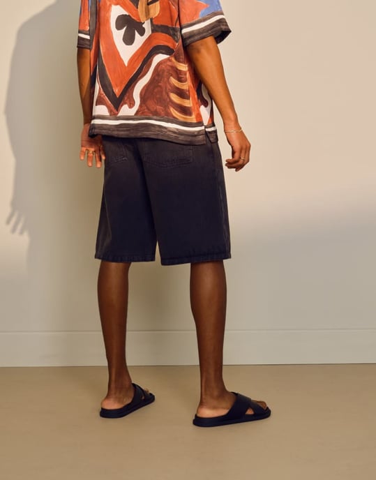 Topman tvättade twill-sjorts i grått - Image 3