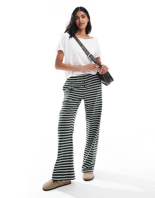 ASOS DESIGN raka ben joggers-set i grön rand - Image 1