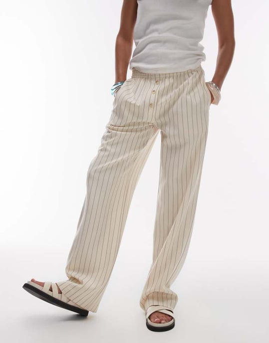 Topshop randig bobbi boxer jogger i beige - Image 4