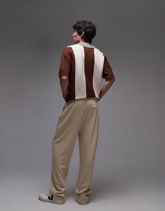 Topman premium rak passform twill jogger i sten - Image 2