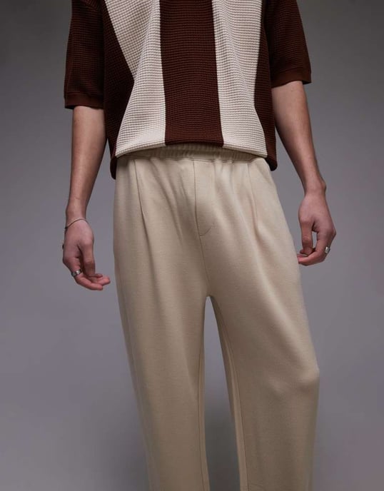 Topman premium rak passform twill jogger i sten - Image 3