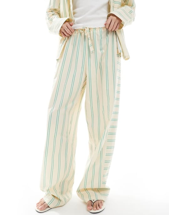ASOS DESIGN överdimensionerad bomullspoplin jogger med barrel-leg och kontraststripat panel - Image 2