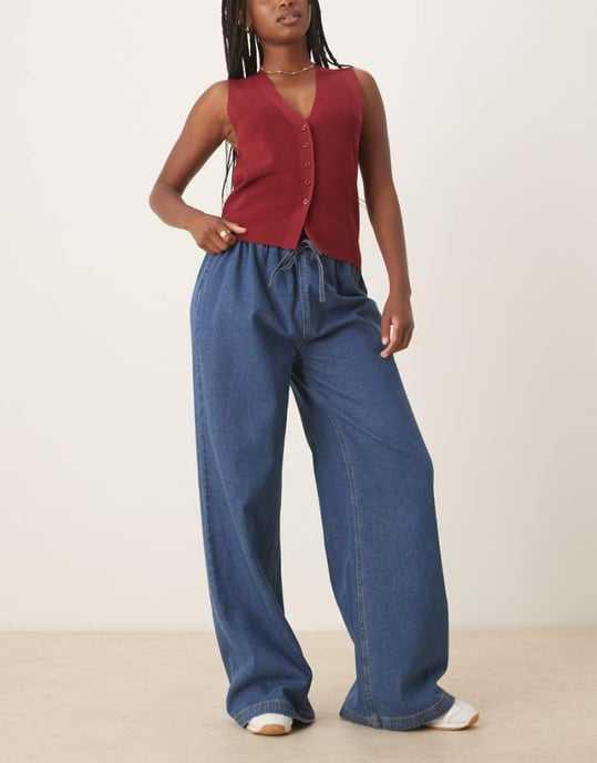ASOS DESIGN denim vida joggerjeans i mid blue - Image 1