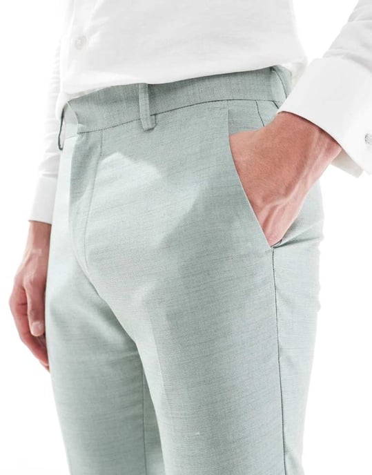 ASOS DESIGN smala brudklänningbyxor i grön textur - Image 3