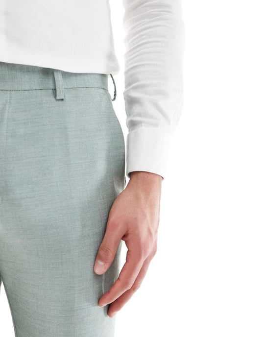 ASOS DESIGN smala brudklänningbyxor i grön textur - Image 4