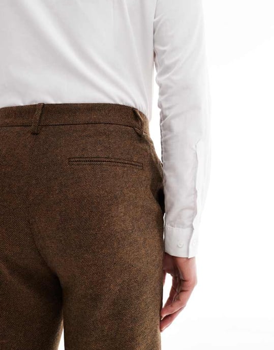 ASOS DESIGN ullblandning tapered kostymbyxor i mörkbrunt - Image 4
