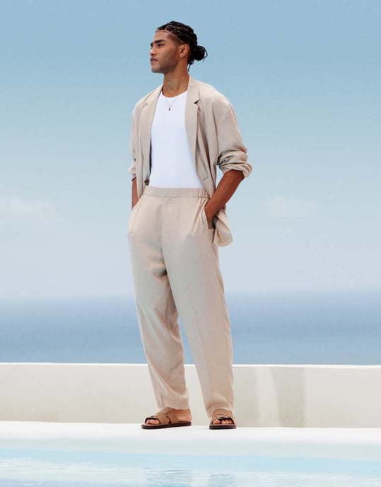 ASOS DESIGN överdimensionerade snäva lätta kostymbyxor i stenbeige - Image 4