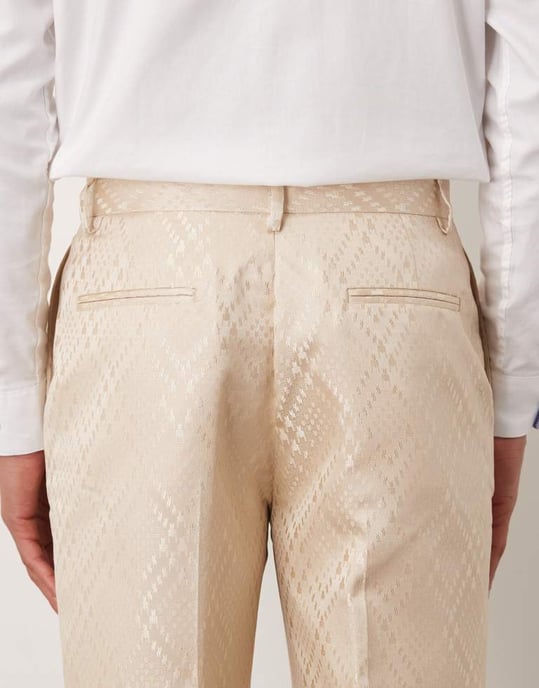 ASOS DESIGN raka kostymbyxor i sten jacquard - Image 4