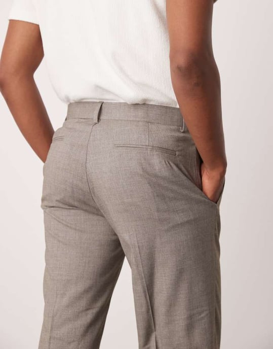 ASOS DESIGN raka kostymbyxor i grå melange-textur - Image 4