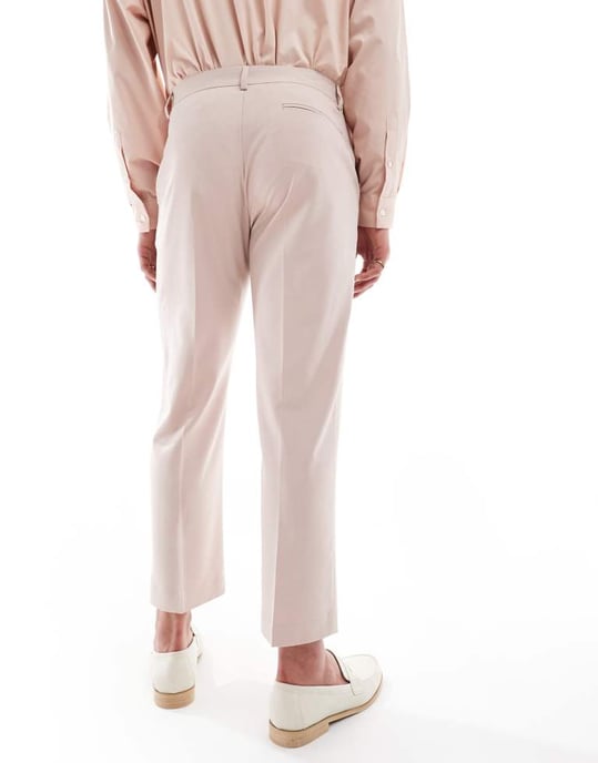 ASOS DESIGN raka korta kostymbyxor i dammig rosa - Image 2