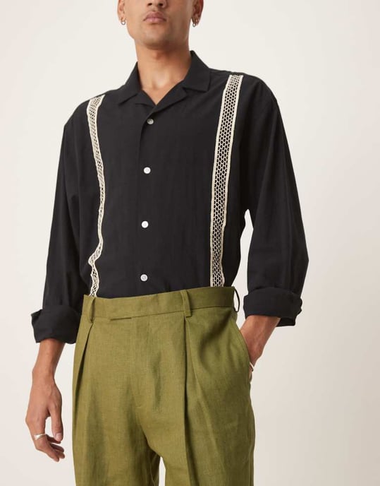 ASOS DESIGN premium 100% linne taperade kostymbyxor i grönt - Image 4