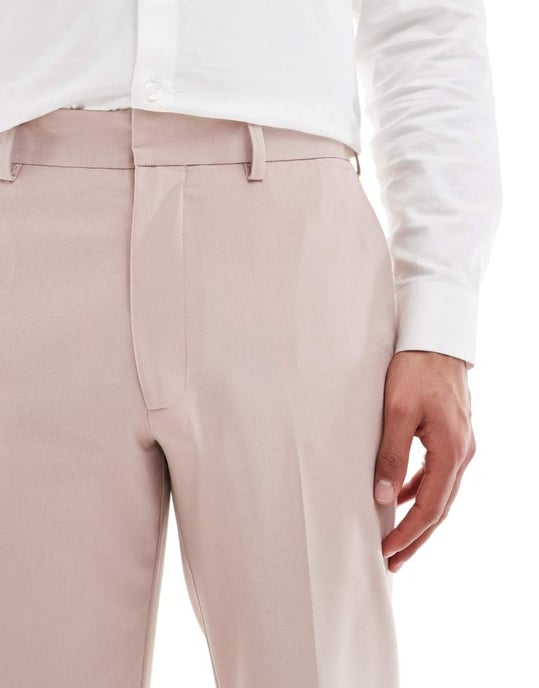 ASOS DESIGN raka kostymbyxor i ljusrosa - Image 2