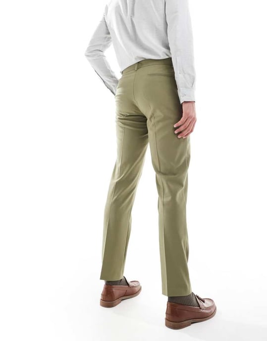 ASOS DESIGN slim fit kostymbyxor i olivgrön - Image 2