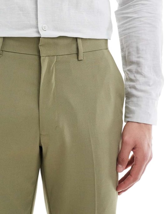ASOS DESIGN slim fit kostymbyxor i olivgrön - Image 3