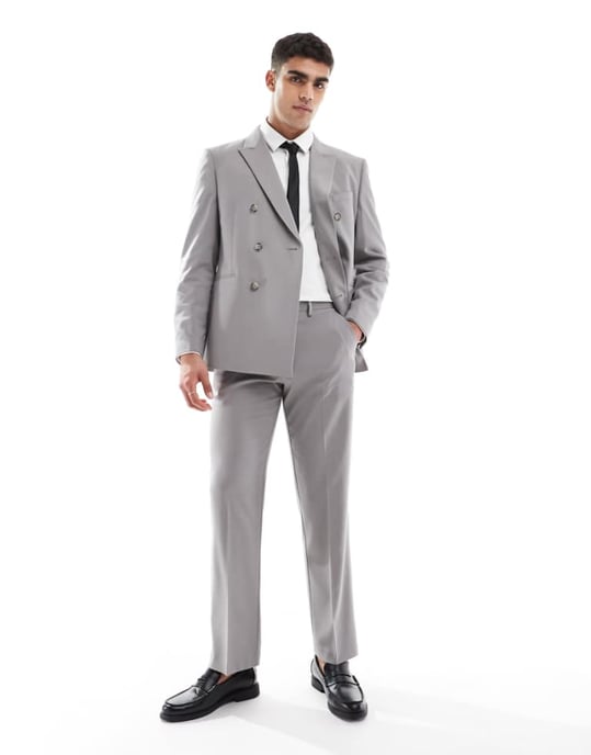 ASOS DESIGN raka kostymbyxor i kolgrå - Image 1
