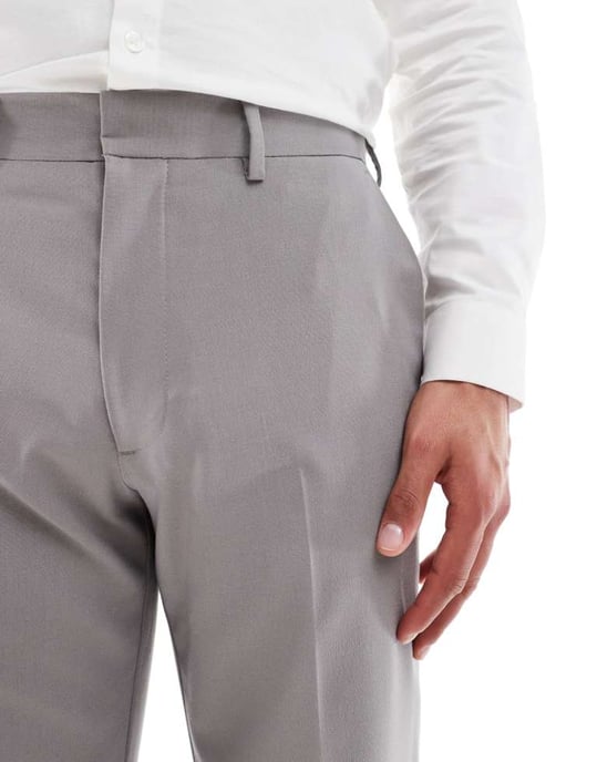 ASOS DESIGN raka kostymbyxor i kolgrå - Image 3