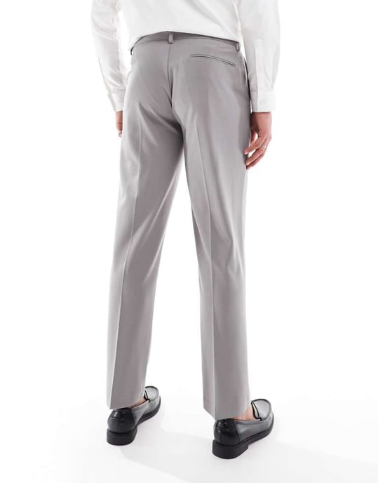 ASOS DESIGN raka kostymbyxor i kolgrå - Image 4
