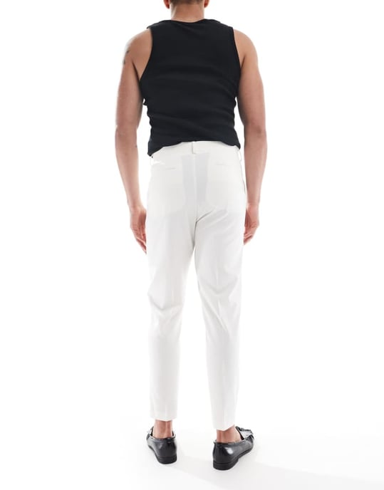 ASOS DESIGN tapered kostymbyxor i ecru - Image 2
