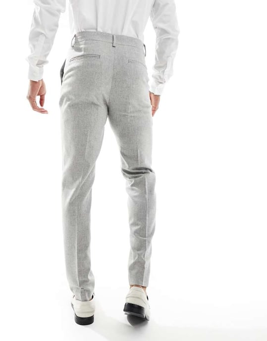 ASOS DESIGN slim kostymbyxa i ullmix-textur i ljusgrått - Image 2