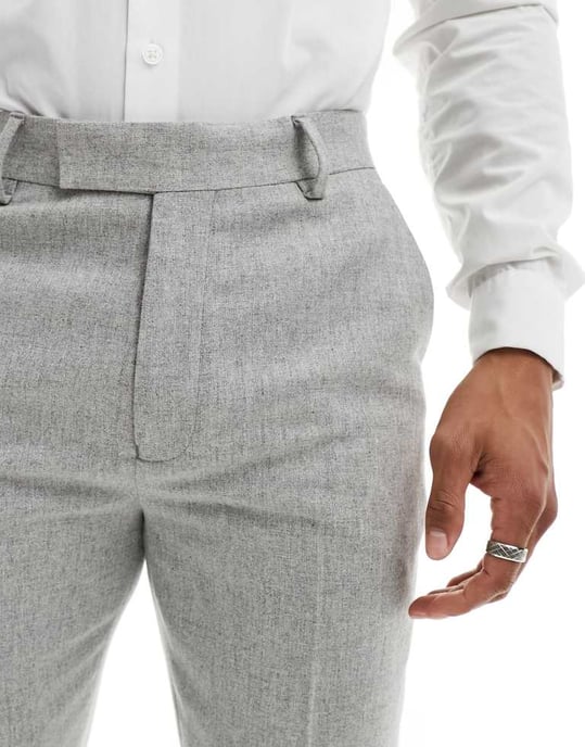 ASOS DESIGN slim kostymbyxa i ullmix-textur i ljusgrått - Image 3