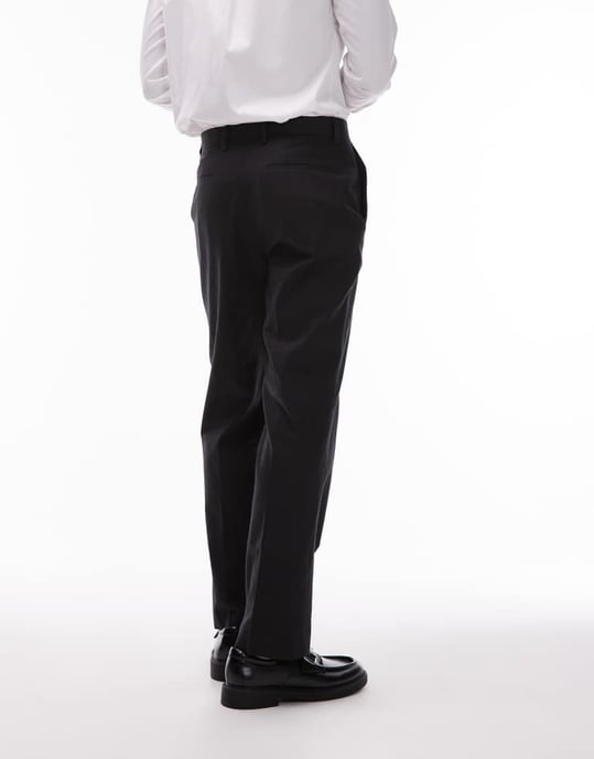 Topman slim linneblandning kostymbyxa i svart - Image 4