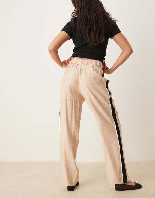 ASOS DESIGN skräddarsydda byxor med kontrasterande panel i stenfärg - Image 3
