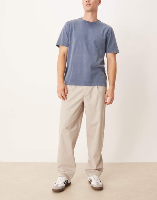 ASOS DESIGN smart tapered chinos i stenfarbe - Image 2