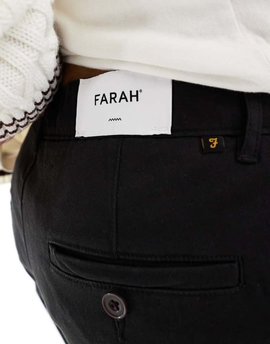 Farah elm slim fit twill chinos i svart - Image 3