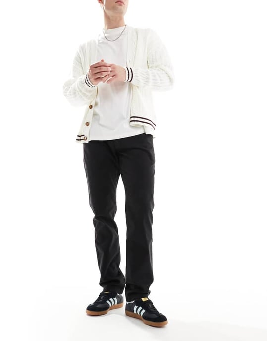 Farah elm slim fit twill chinos i svart - Image 4