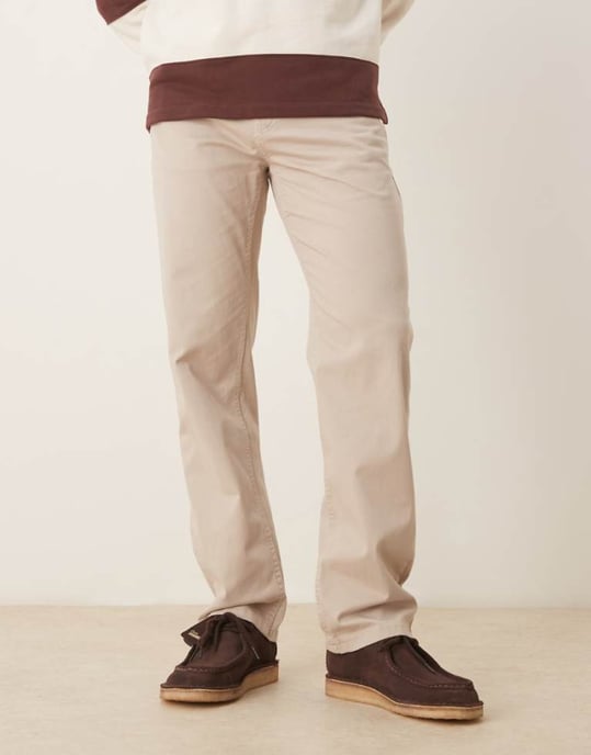 ASOS DESIGN rak passform chinos i stålbeige - Image 1