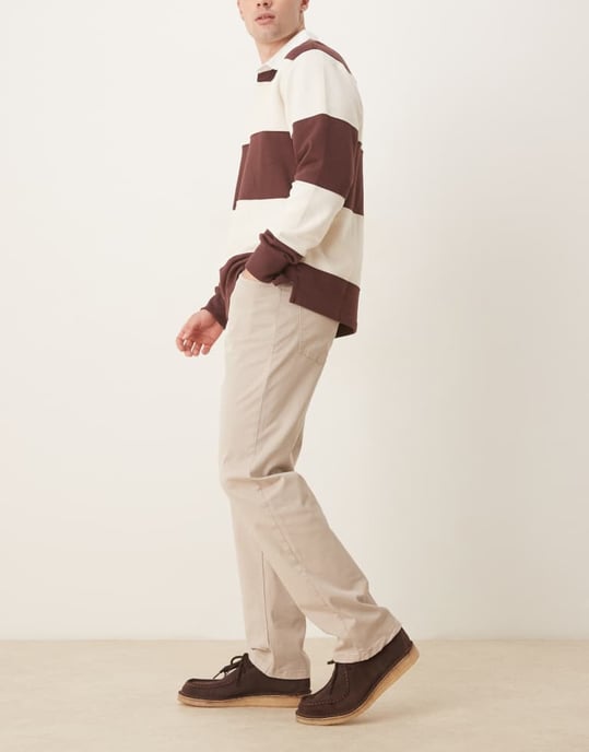 ASOS DESIGN rak passform chinos i stålbeige - Image 3