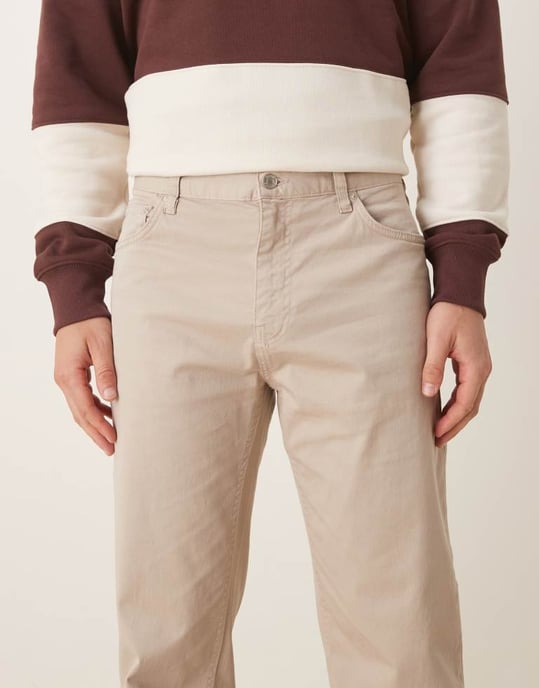 ASOS DESIGN rak passform chinos i stålbeige - Image 4