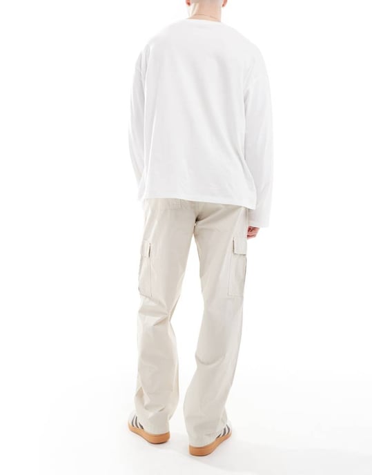ASOS DESIGN baggy pull on cargobyxor i stenbeige - Image 4