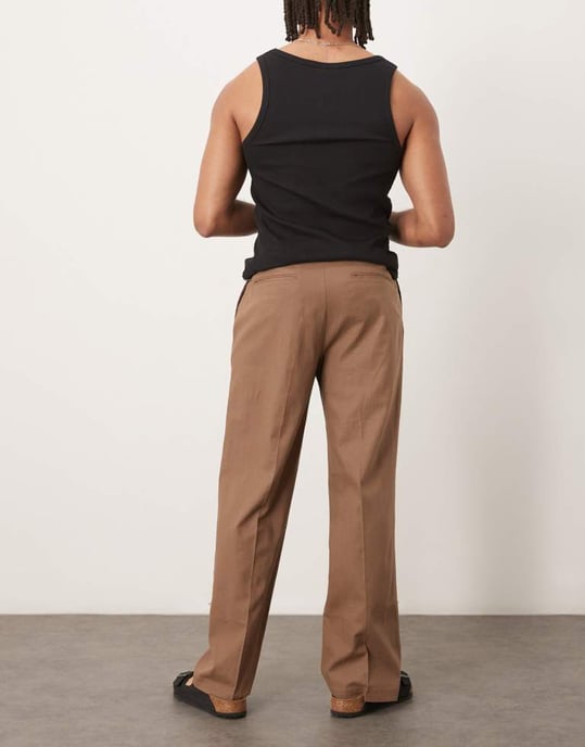 ASOS DESIGN smart vida byxor i linneblandning med framfåll - Image 3
