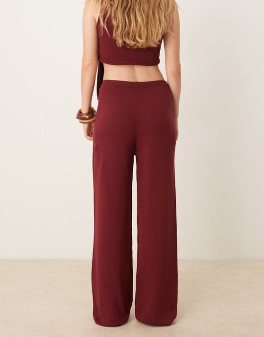 ASOS DESIGN matchande vida byxor i vinröd - Image 4