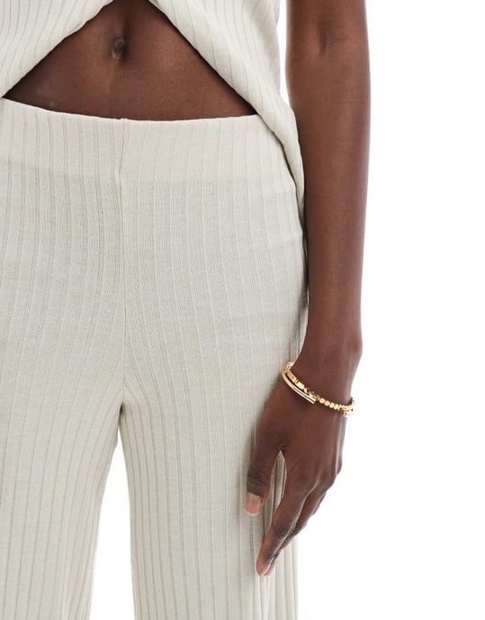 Vero Moda rippad vida byxa set ikräm - Image 3