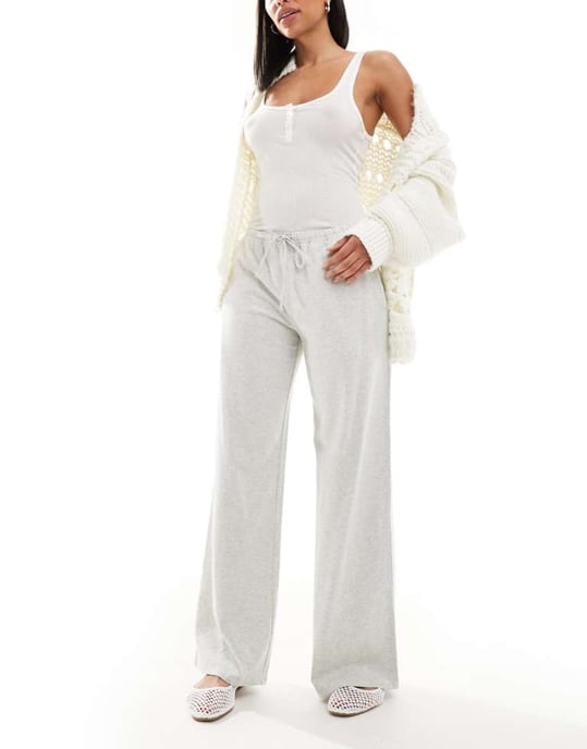Hollister låga stickade baggy fritidsbyxor i grått - Image 1