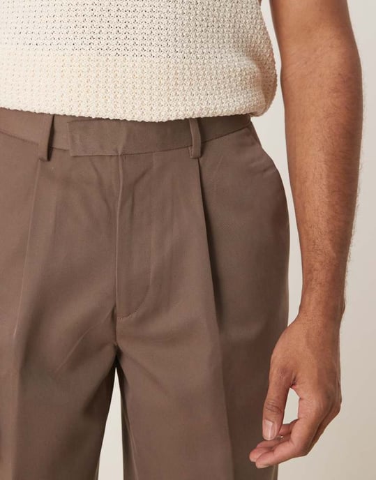 ASOS DESIGN smart vida byxor med framfickor i brun - Image 2