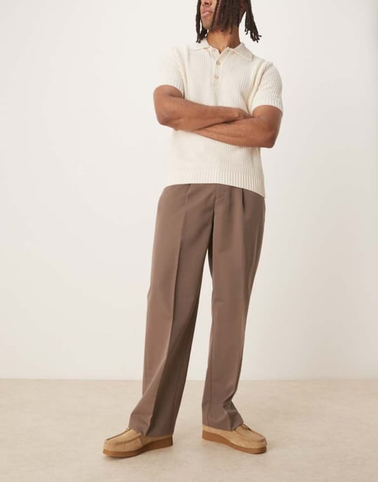 ASOS DESIGN smart vida byxor med framfickor i brun - Image 4