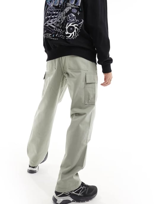 ASOS DESIGN baggy cargobyxa i salviagrön - Image 3