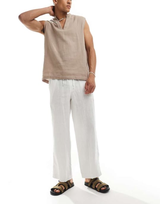 Cotton On baggy linnebyxor i vitt - Image 1