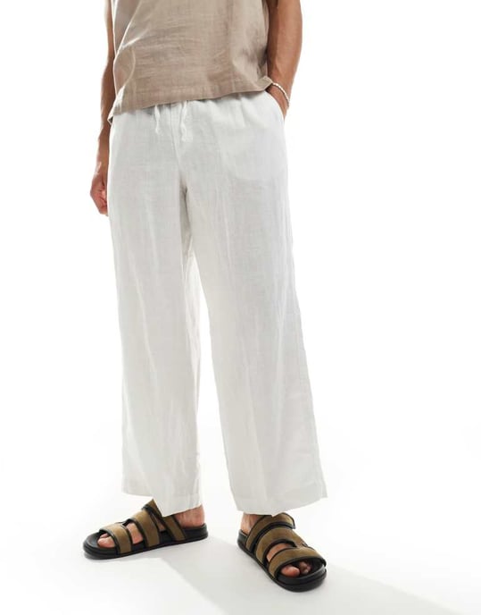 Cotton On baggy linnebyxor i vitt - Image 2