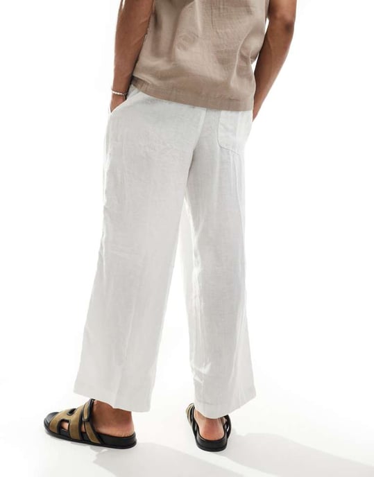 Cotton On baggy linnebyxor i vitt - Image 3