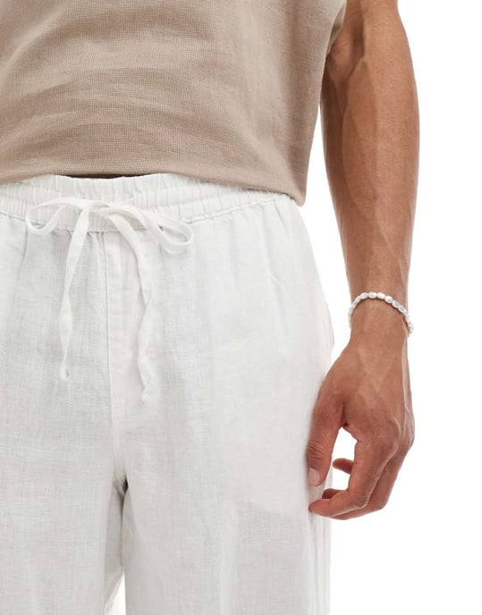 Cotton On baggy linnebyxor i vitt - Image 4